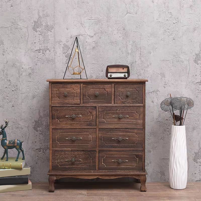 Brown Storage Chest Dresser Traditional Style Vertical Storage Chest with Drawers