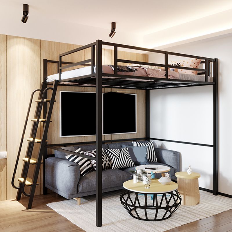 Built-In Ladder Guardrail Loft Bed Headboard Bed with Footboard