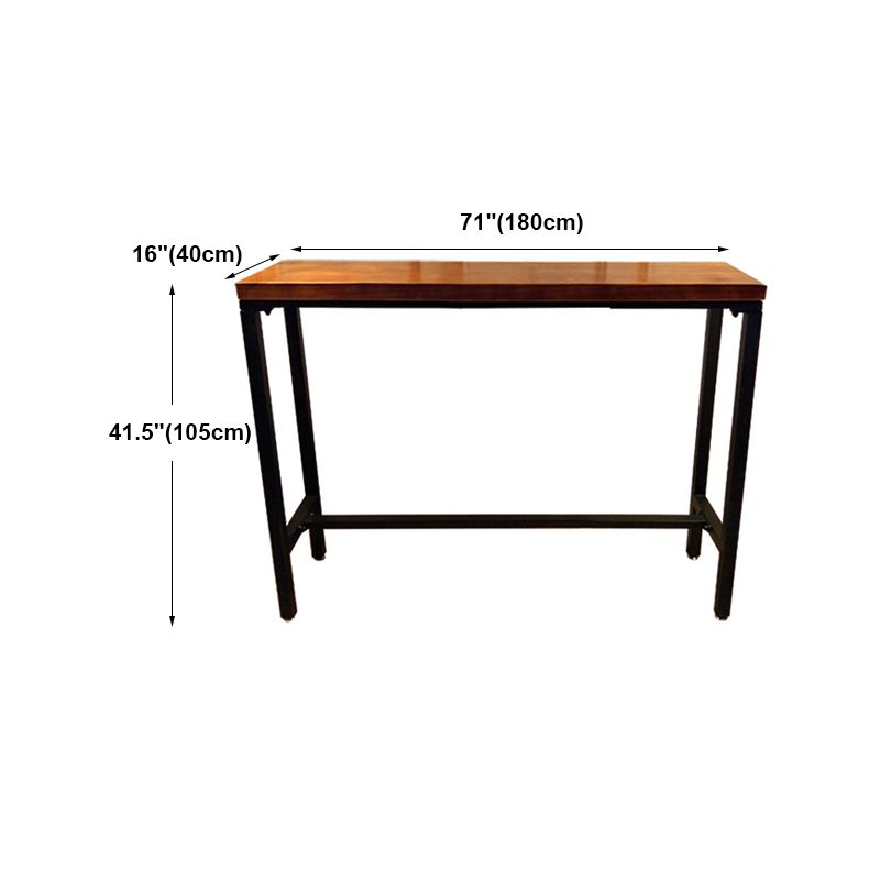 Industrial Brown Wood Pub Table with Rectangle Table Top Trestle Table - 41.3" H