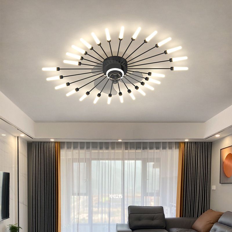 Nordic Style Ceiling Fan Lamp LED Round Shape Ceiling Fan Light for Living Room