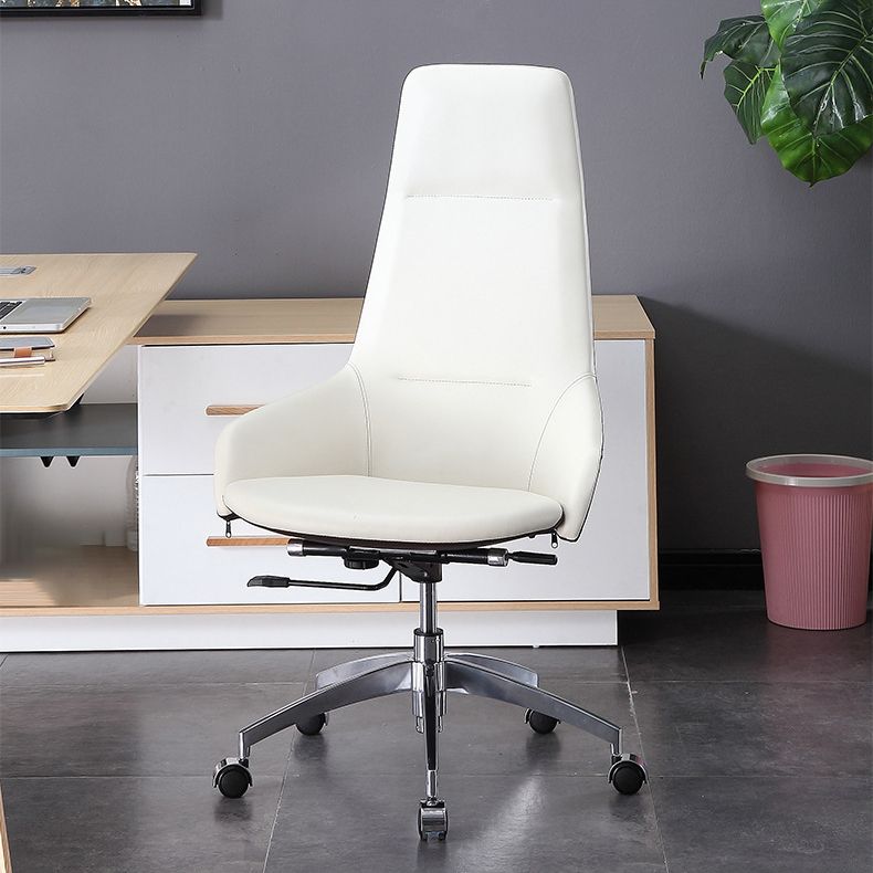 Modern Armless Office Chair Tilt Mechanism No Distressing Leather Ergonomic Desk Chair