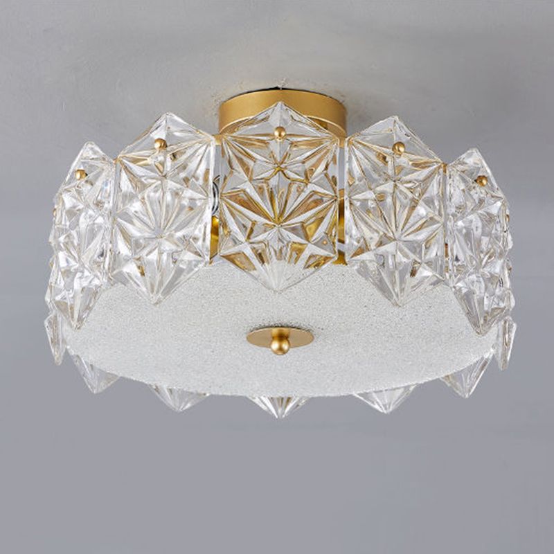 Modern Drum Flush Mount Lighting Crystal Multiple-Light Ceiling Lighting