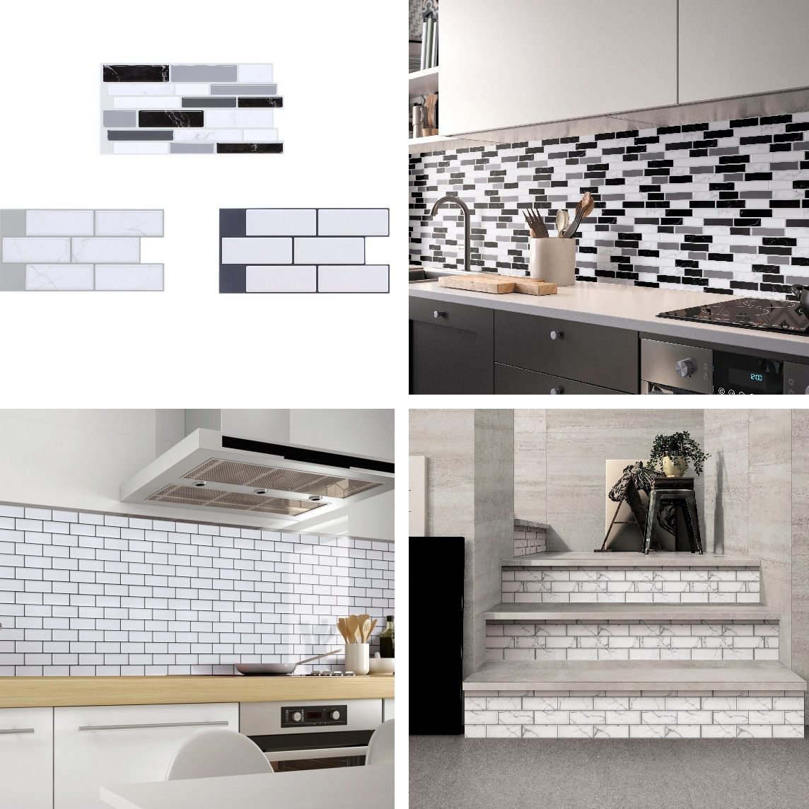 Plastic Peel & Stick Subway Tile Modern Simple Subway Tile Wallpaper