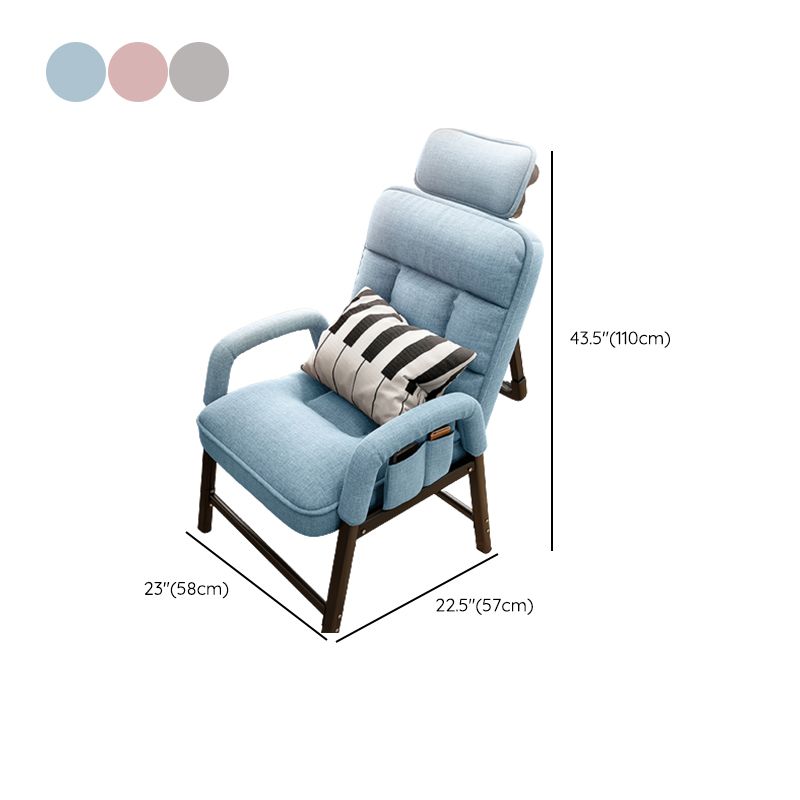 Metal Single Ergonimic Recliner with Pillow Adjustable Solid Color