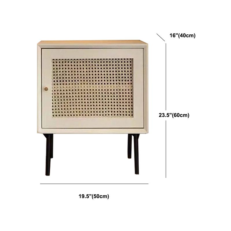 Contemporary Lower Shelf Nightstand Rattan Bedside Cabinet for Bedroom