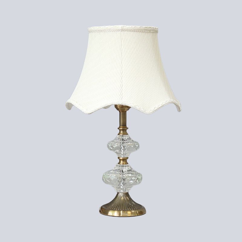 Flare Shade Fabric Desk Light Contemporary 1 Head White Night Table Lamp for Bedroom