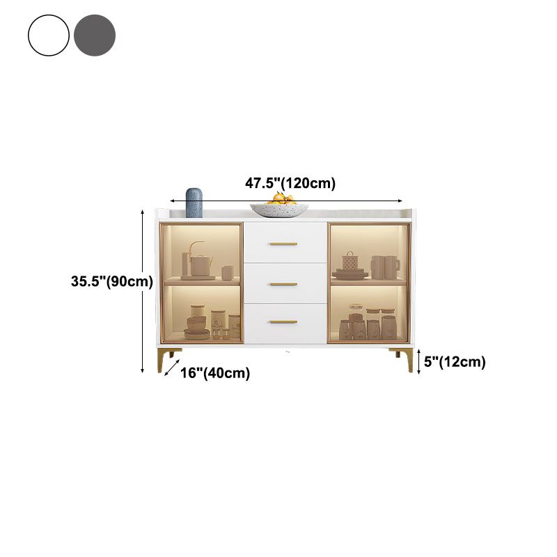 Glam Engineered Wood Sideboard Adjustable Shelving Credenza with Drawer for Living Room