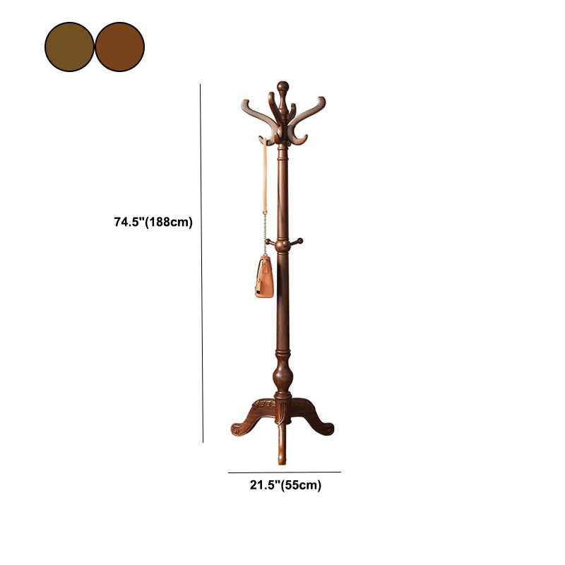 Traditional Hall Tree Solid Wood Free Standing with Hooks Entryway Kit