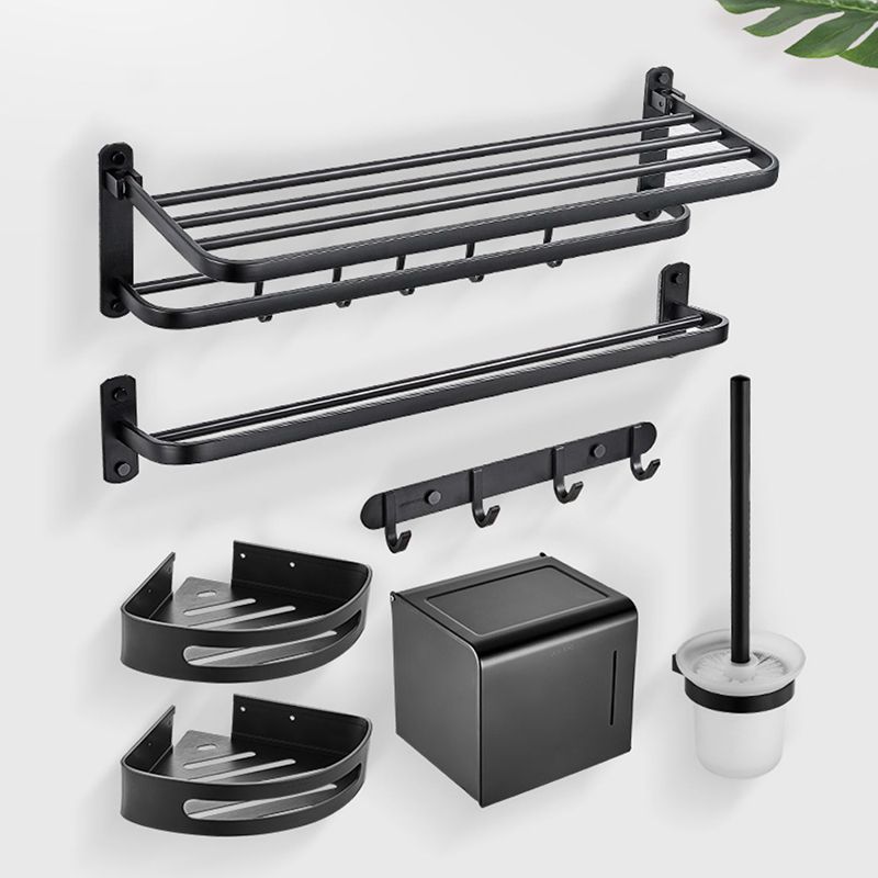 7-Piece Modern Bathroom Accessory Set with Bathe Shelf/Towel Bar/Paper Holder & Robe Hook