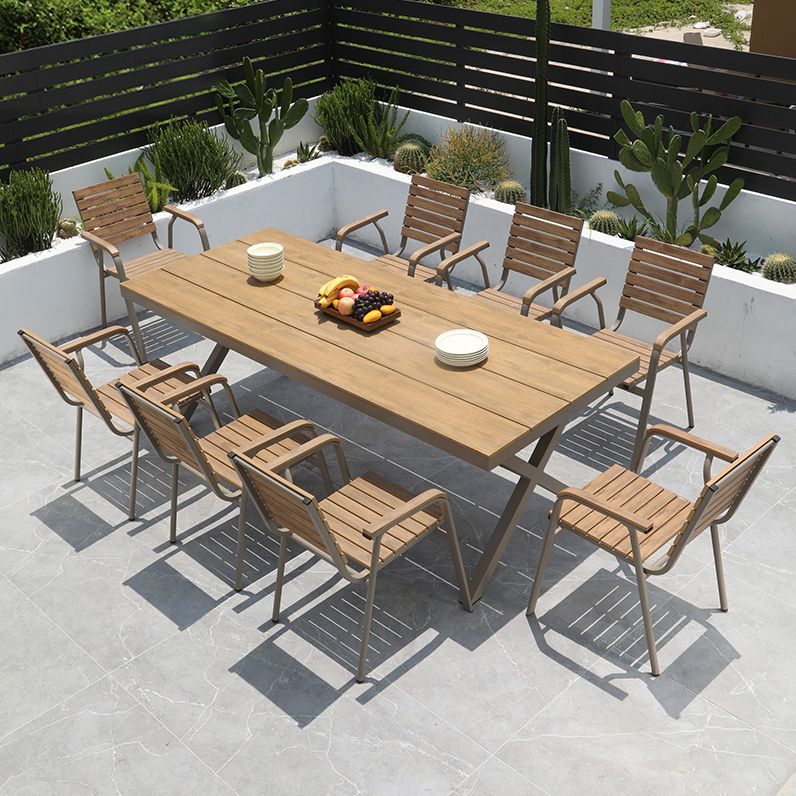 Manufactured Wood Dining Table Modern Brown Outdoor Patio Table