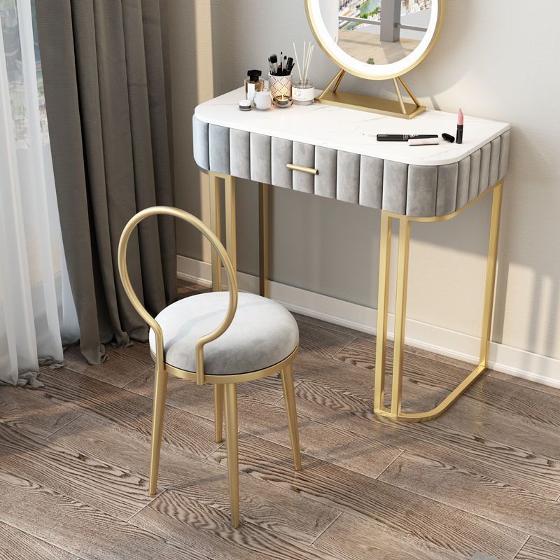 Metal Glam Style Side Chair Open Back Dining Side Chair with Gold Legs