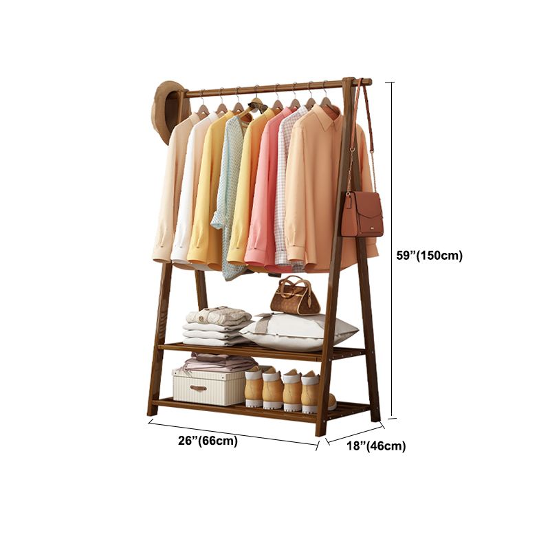 Solid Wooden Coat Rack Shelf Storage and Hanging Rail Coat Hanger