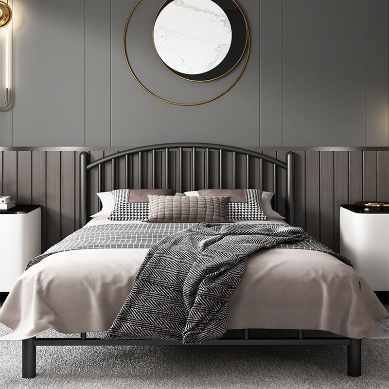 Arched Spindle Headboard Standard Bed with Metal Legs in Stainless Steel