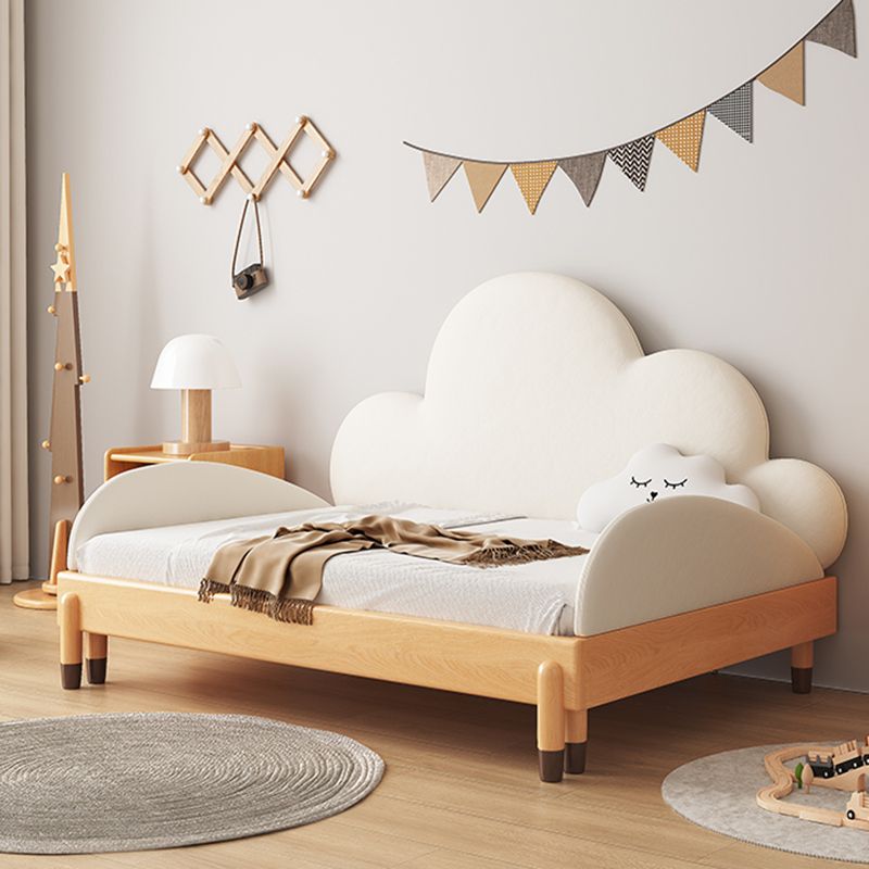 Scandinavian Daybed with Panel Headboard in White and Solid Wood