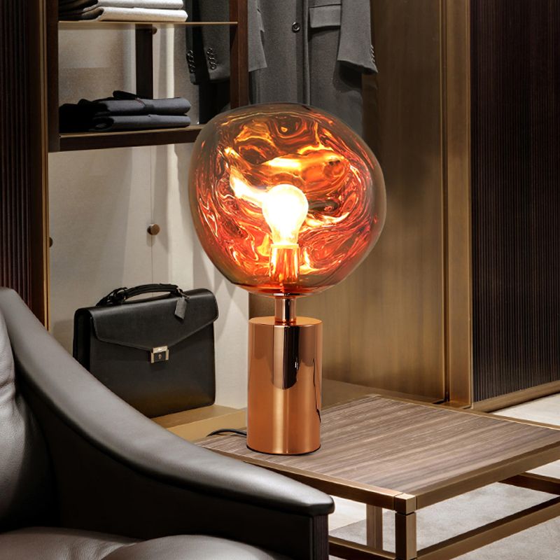 Modernist Style Molten Table Lighting Silver/Gold Hand-Blown Glass 1 Head Living Room Table Lamp