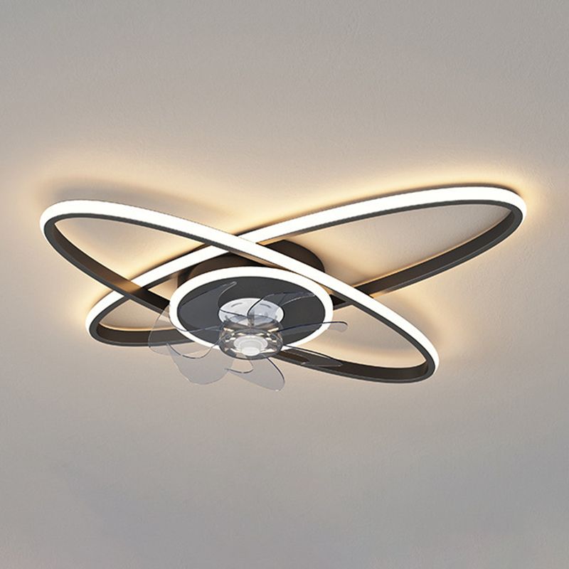 3-Blade LED Ceiling Fan Contemporary Metallic Golden/Black Fan with Light for Home