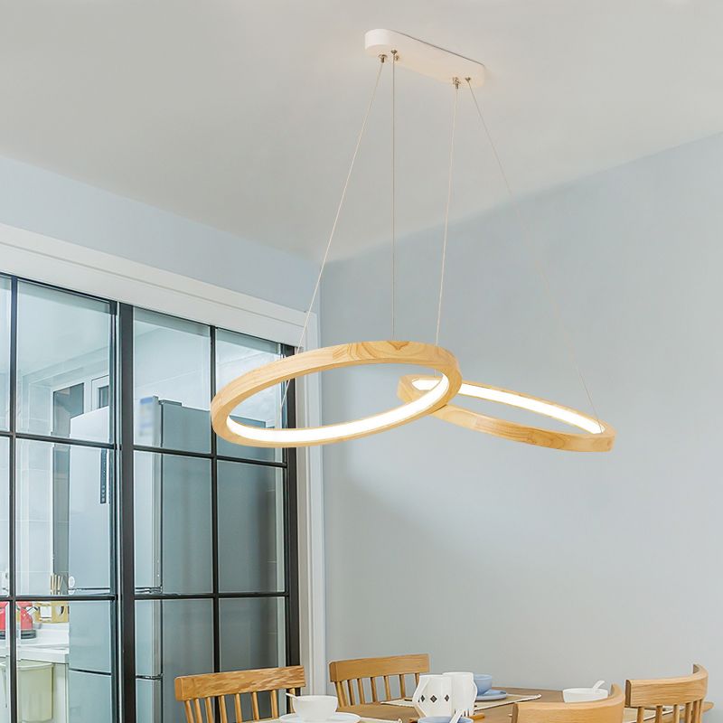 Lustre en bois en forme d'anneau LED MODERNE MODER