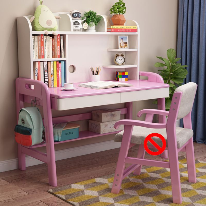 Adjustable Writing Desk with Hutch Wood Kids Desk and Chair Set