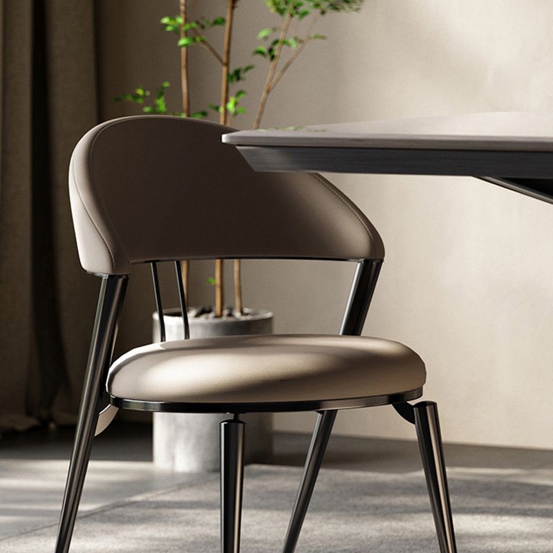 Contemporary Open Back Chair Dining Armless Chair for Kitchen with Metal Legs