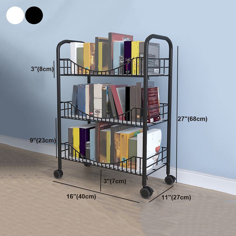 Modern Style Steel Bookshelf Open Shelf Bookcase with Caster Wheels