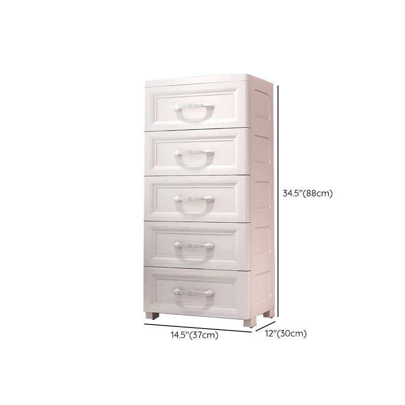 Nordic Vertical Kids Nightstand Plastic Nursery Dresser with 5/6 Drawers for Bedroom