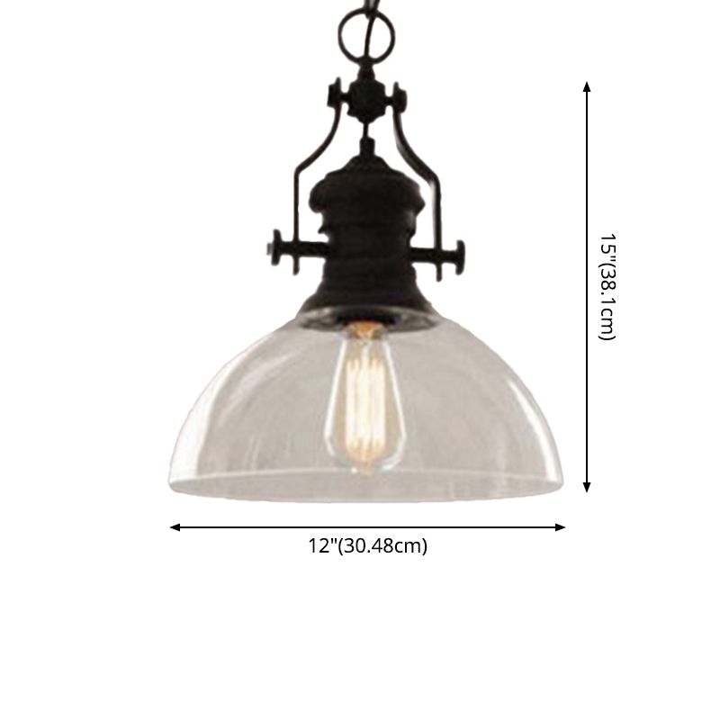 Glass Pot Shaped Suspension Lamp Industrial 1-Light Bistro Bar Pendant Lighting in Black