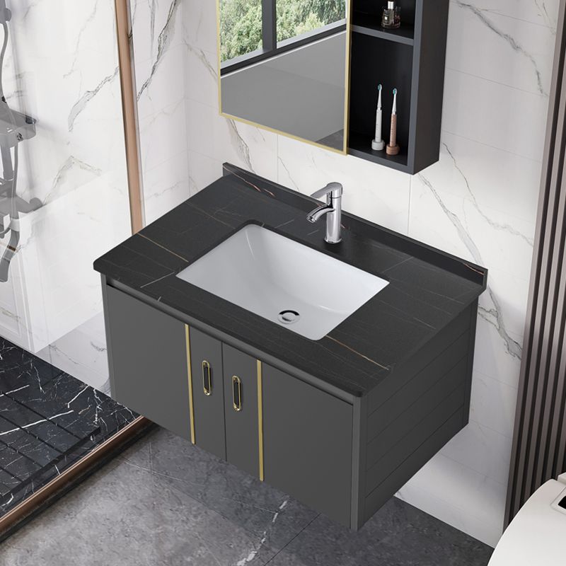 Bathroom Sink Vanity Rectangular Ceramic Sink Drawers Mirror Vanity with Faucet