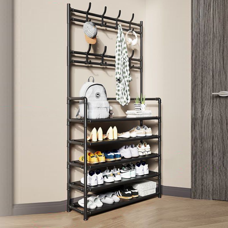 Modern Style Metallic Coat Rack Free Standing Multi-layer Shelve Design Coat Rack