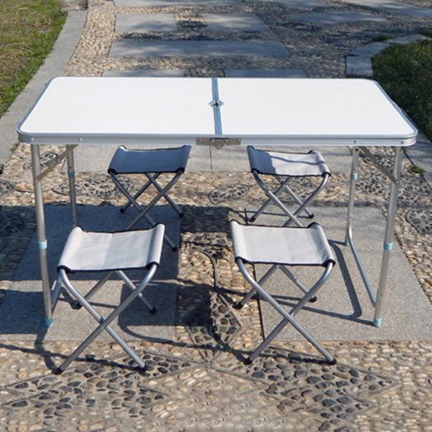 Contemporary Outdoor Table Rectangle Folding Table with Metal Base