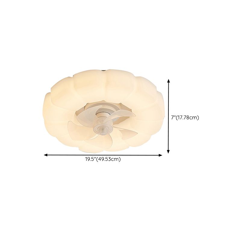 Contemporary Single White Ceiling Fan Lamp Unique Round Ceiling Fan Light