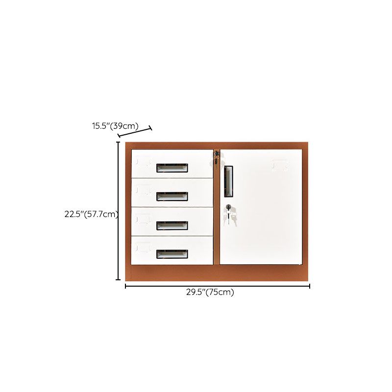 Contemporary File Cabinet Metal Frame Fire-Resistant Key Lock Lateral File Cabinet Office