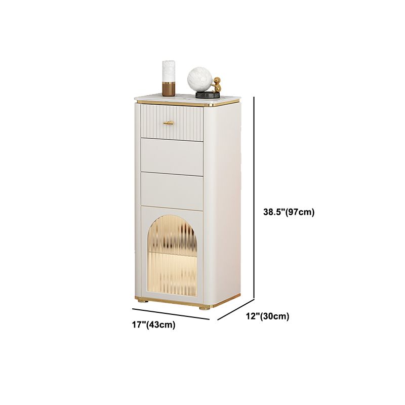 Vertical Modern Style Combo Dresser White Bedroom Storage Chest with Sensor Light