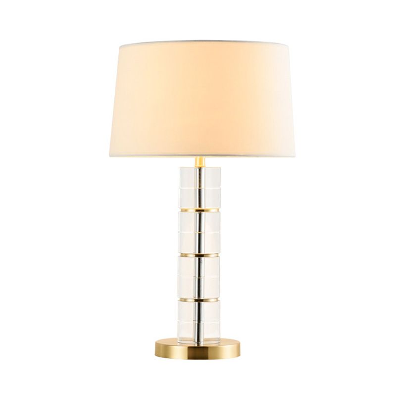 Gold Drum Shape Task Lighting Modernism 1 Bulb Fabric Reading Lamp for Living Room