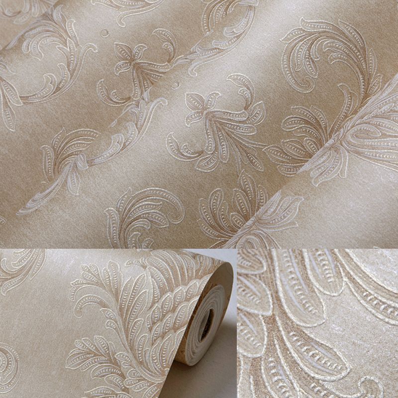 Light Color Damask Wallpaper Flower Pattern Rustic Waterproof Wall Covering for Home