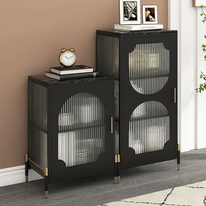 Glass Door Iron Sideboard Modern Server Cabinet with Storage for Living Room