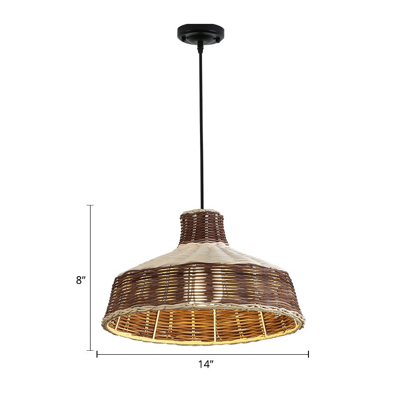 Cage Shade Dining Room Pendulum Light Bamboo Single Asian Style Ceiling Pendant Lamp