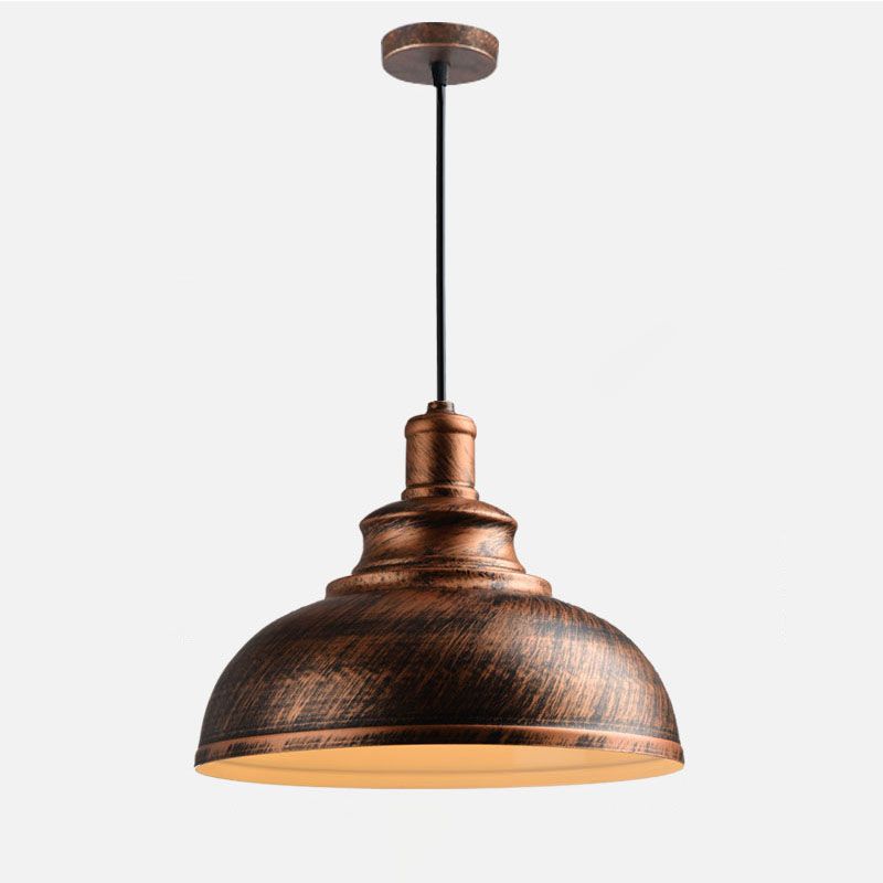 Black/Dark Brown Industrial Hanging Lamps with Dome Shade for Kitchen Restaurant