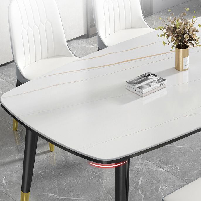 Minimalist Kitchen Sintered Stone Top Dining Table Rectangle Shape Dining Table with 4 Legs Base