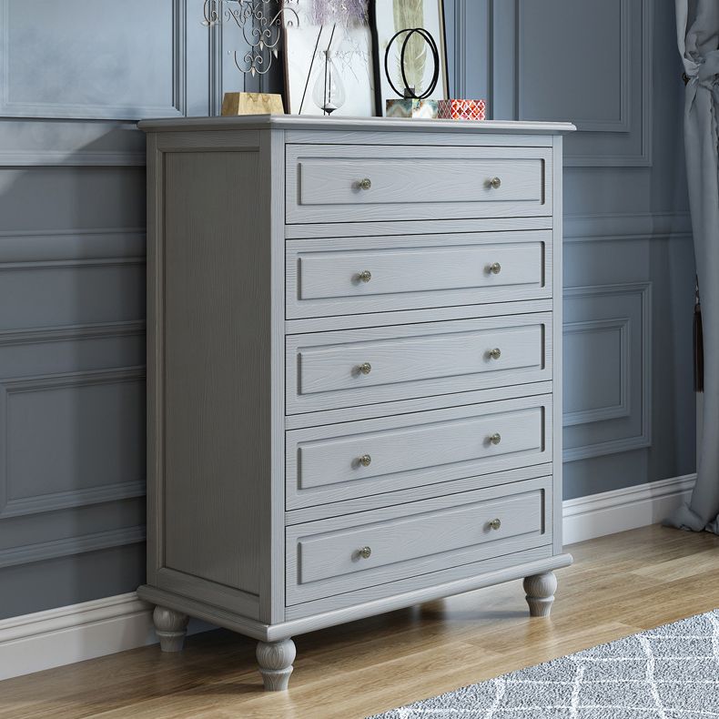 Contemporary Solid Wood Accent Chest with 5 Drawers and Wooden Legs