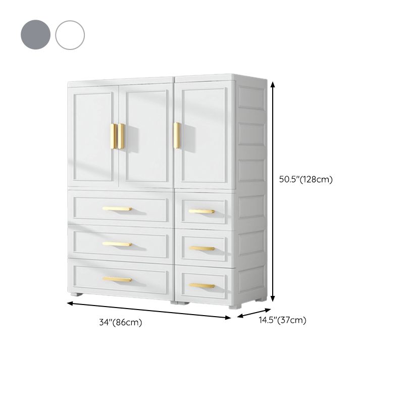 Modern Matte Bedroom Armoire Glossy Plastic Coat Locker with Doors