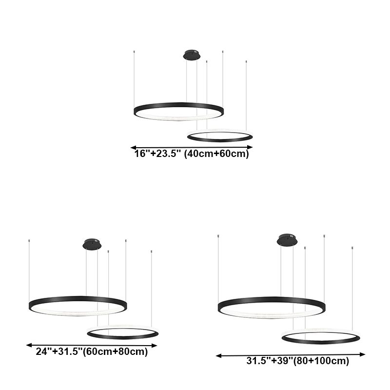 Round Shape Chandelier Lights Modern Metal 2 Light Chandelier Lighting Fixtures in Black