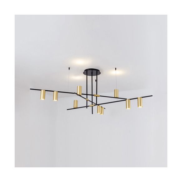 Asymmetrische Zylinderkronleuchterbeleuchtung Moderne Metall 3/4/9 Köpfe Gold Deckenlampe für Esszimmer in warm/weiß