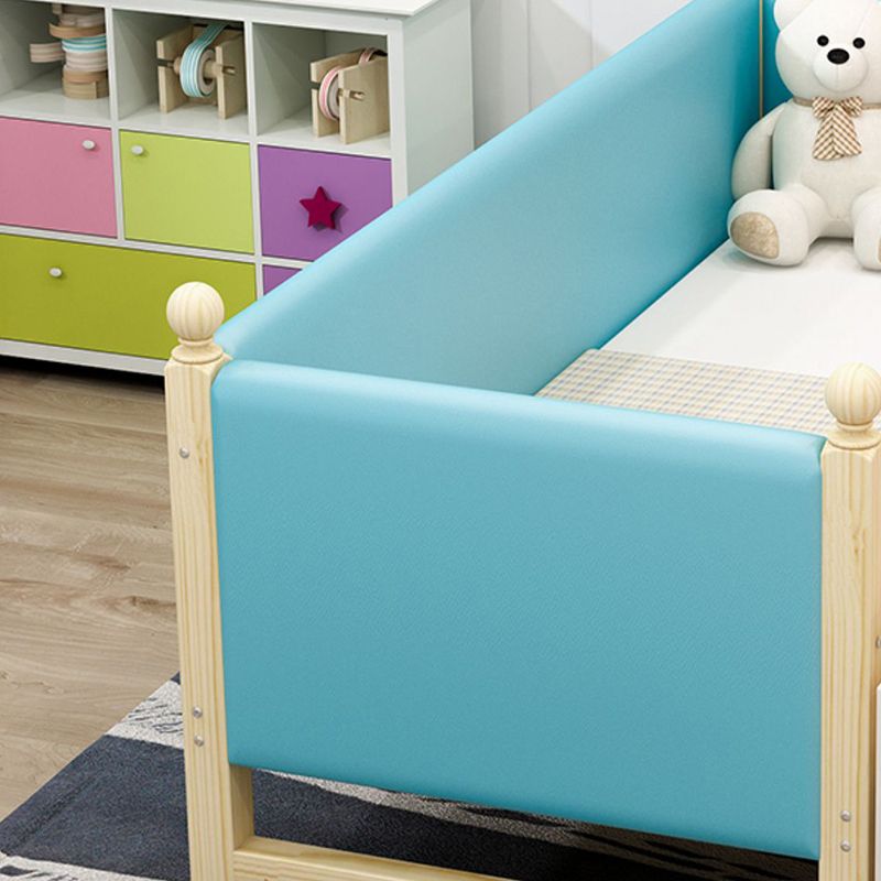 Solid Wood  Baby Crib Modern Light Wood Nursery Bed with Guardrail