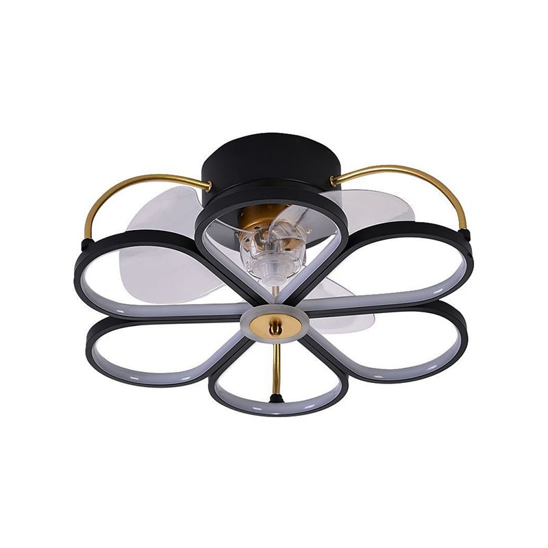 3-Blade LED Ceiling Fan Contemporary Black/Golden Fan with Light for Foyer