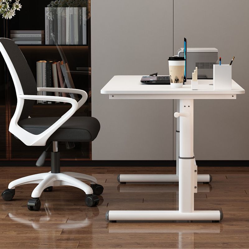 Modern Dormitory Writing Desk Rectangular T-Shape Base White Office Desk