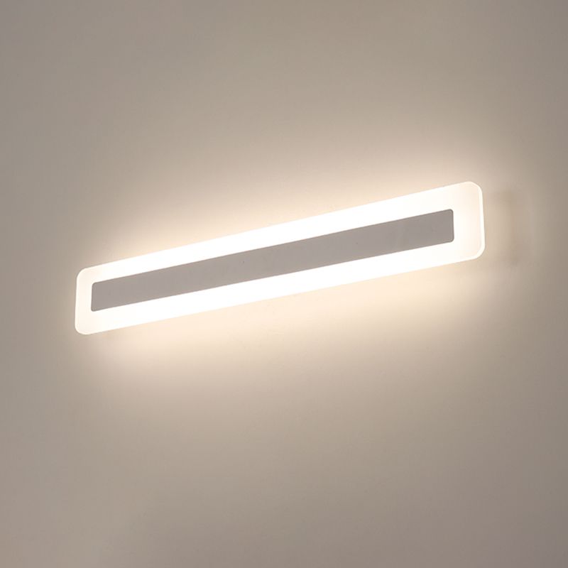 Metal Linear Shape Mirror Wall Light Modern 1-Light Mirror Wall Light Sconces in White