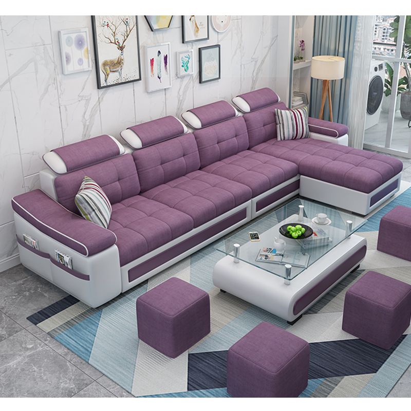 108.3"L √ó 57.09"W √ó 35.43"H Sloped Arms Sectional Slipcovered Sofa with Pocket Storage