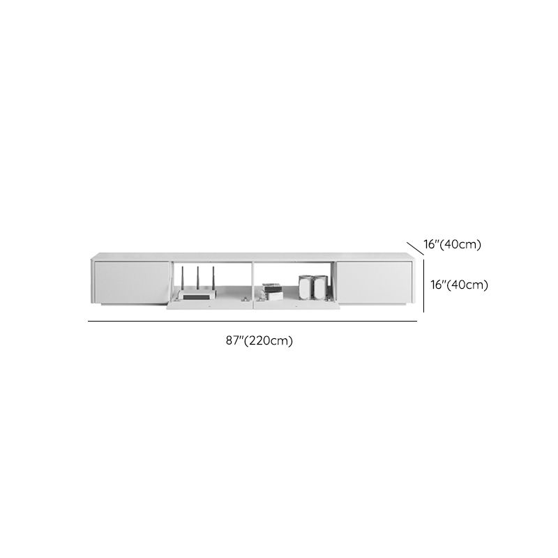 Engineered Wood TV Console Contemporary White Media Console  with Drawers