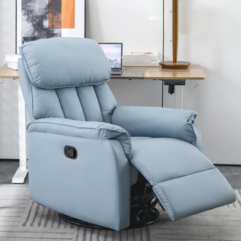 Contemporary Solid Color Standard Recliner with Arms in Faux Leather/Linen Blend