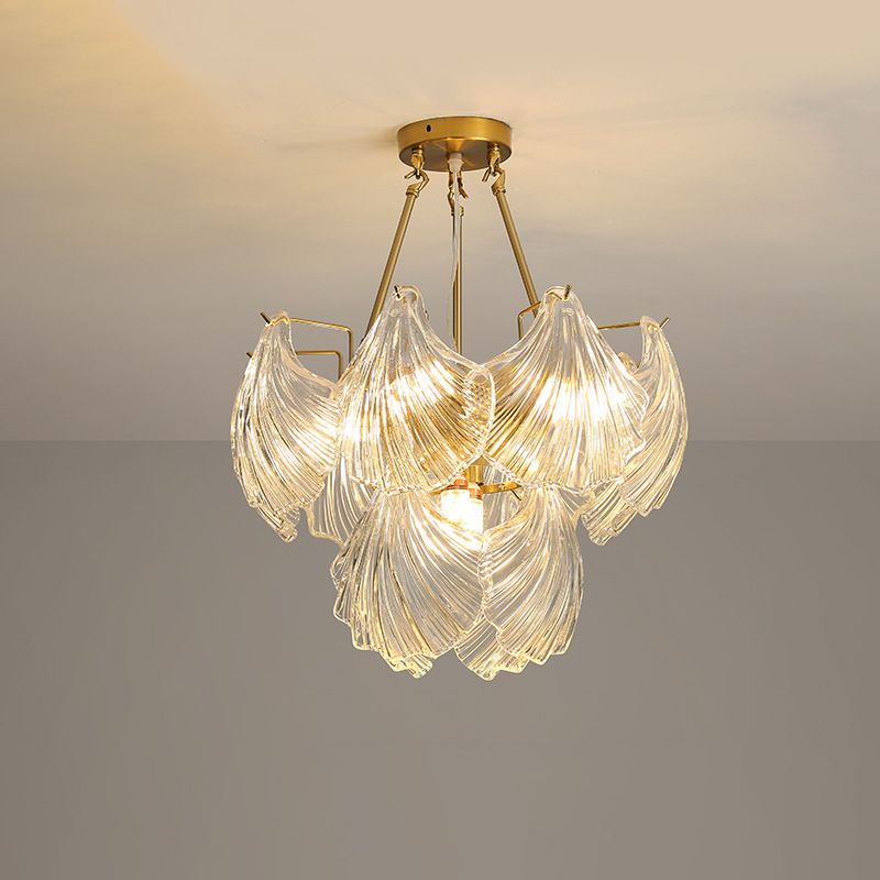 Postmodern Chandelier Light Fixture Metal Glass Shell Decorative Chandelier for Hotel